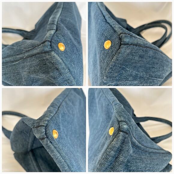 PRADA Logo Avio Denim Large Canapa Tote - Picture 10 of 16